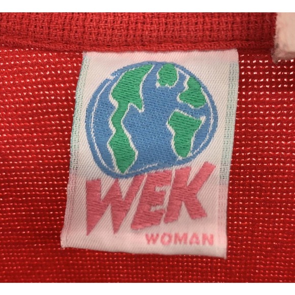 Vintage WEK Button Up Shirt Long Sleeve Red 100% Cotton Textured Size Medium - Picture 2 of 12